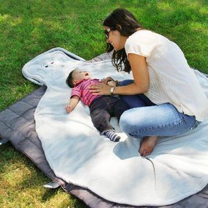 Bundle Blanket Indoor/Outdoor 2-Piece Portable Nap and Play Mat, Elephant